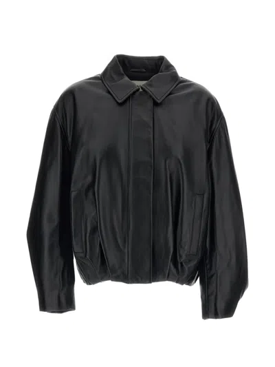 Arma Melis Leather Boxy-fit Jacket In Brown