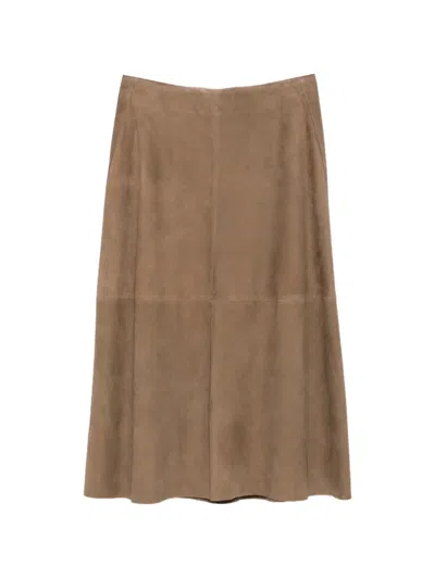 Arma Melita Suede Midi Skirt In Neutral
