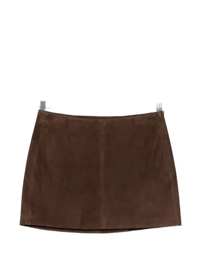 Arma Melody Leather Mini Skirt In Brown