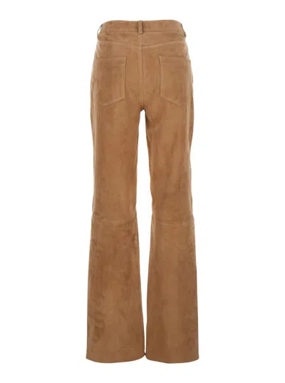 ARMA 'MICHELA' BEIGE TROUSERS WITH BELT LOOP IN SUEDE WOMAN