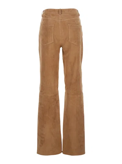 Arma Michela Suede Trousers With Belt Loops And Button Closure In Beige