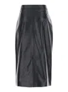 Arma Midi Black Skirt With Front Slit In Leather