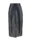 Arma Midi Black Skirt With Front Slit In Black