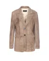Arma Button-fastening Suede Blazer In Neutral