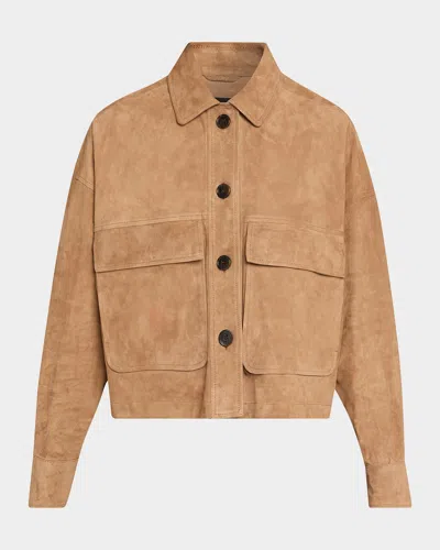 Arma Miri Boxy Lambskin Suede Jacket In Brown