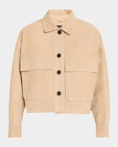 Arma Miri Boxy Lambskin Suede Jacket In Brown