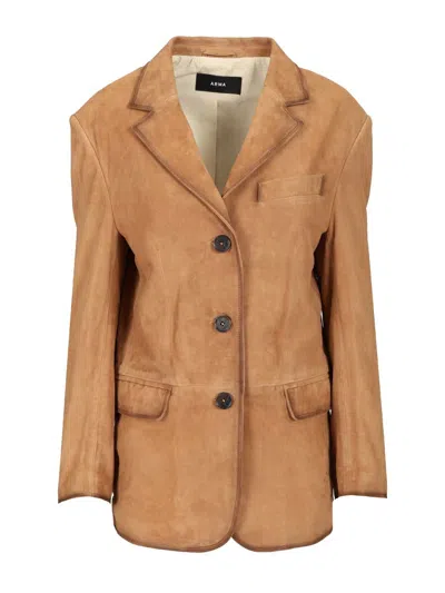 Arma Modena Goat Suede Brushed Jackets Beige In Brown