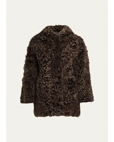 Arma Mooney Reversible Curly Shearling Coat In Brown