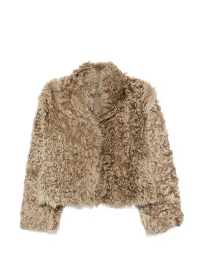 Arma Mooney Shearling Jacket In Nude