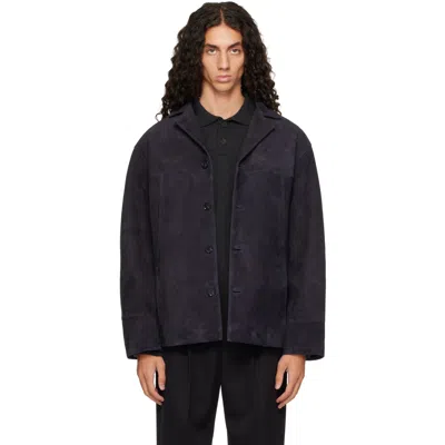 Arma Navy Jack Suede Jacket In Dark Navy