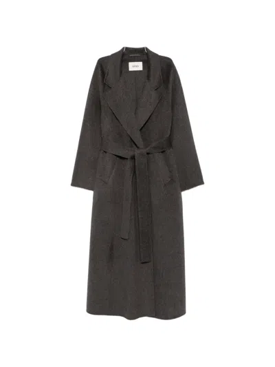 Arma Nouk Belted Wool Coat In Gray