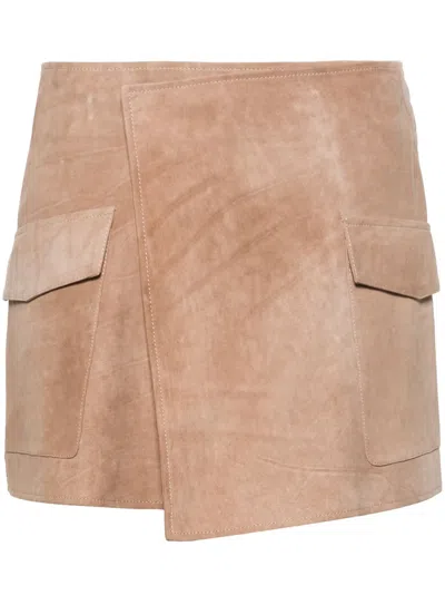 Arma Olbia A-line Suede Miniskirt In Neutrals