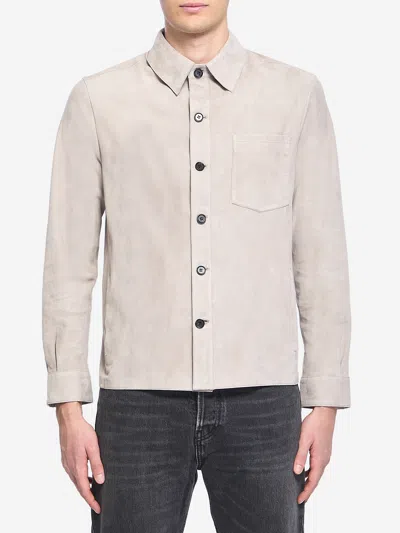 Arma Overshirt In Suede Leather In Neutral