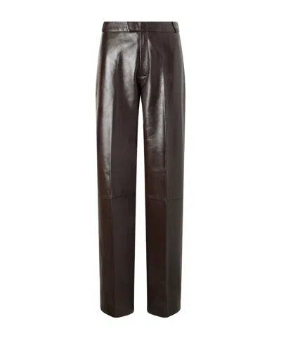 Arma Palermo Leather Straight-leg Pants In Burgundy