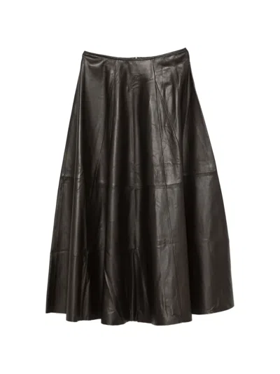 Arma Eleni Paneled Leather Midi Skirt In Black