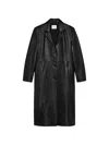 Arma Panelled Leather Coat In Black