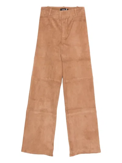 Arma Panelled Suede Trousers In Burgundy