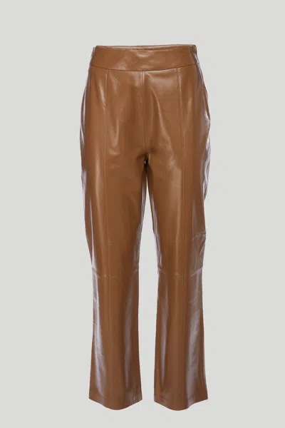 Arma Pantalone In Pelle A Gamba Dritta Marrone