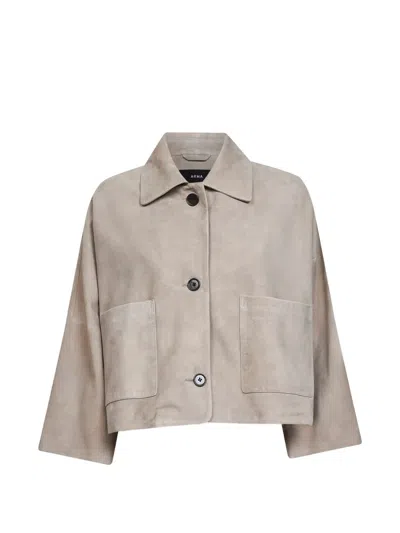 Arma Patch-pocket Leather Jacket In Neutral