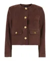 Arma Patch Pocket Round Neck Jacket In Brown