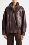 Arma Paula Leather Bomber Jacket In Brown