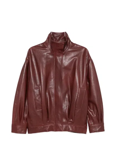 Arma Paula Zip-up Leather Jacket In Brown