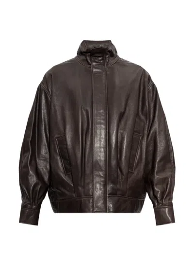 Arma Paulo High-neck Leather Jacket In Brown