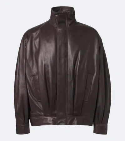 Arma Paulo Leather Blouson Jacket In Coffee Bean