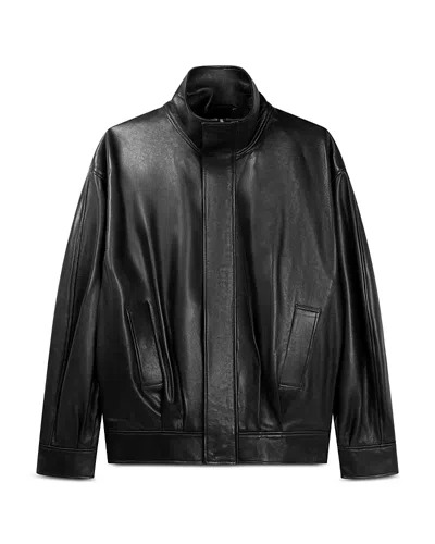 Arma Paulo Stand Collar Leather Jacket In Black