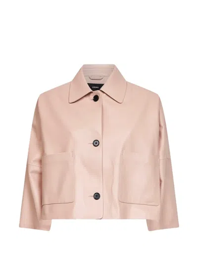 Arma Pocket Leather Jacket In Pink