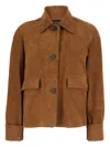 Arma Wide-collared Leather Jacket In Brown