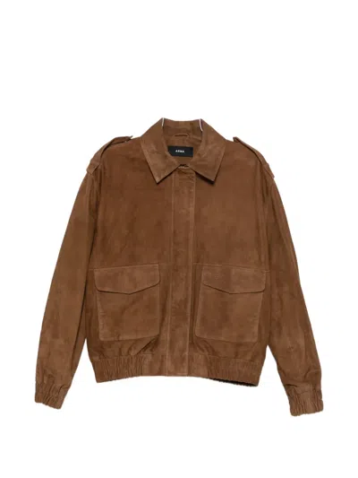 Arma Pocket Suede Jacket In Brown