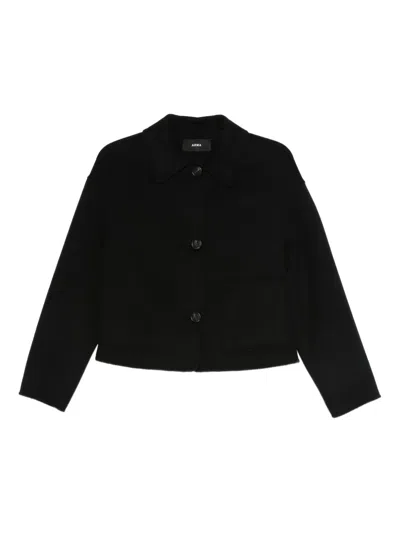 Arma Polo-collar Wool Jacket In Black