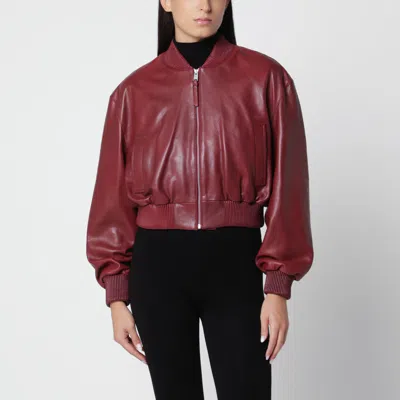Arma Red Hannah Cropped Leather Bomber Jacket In Black
