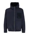 Arma Dark Blue Reversible Jacket With Hood In Suede In Black