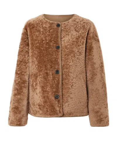 Arma Reversible Leather And Shearling Jacket In Brown