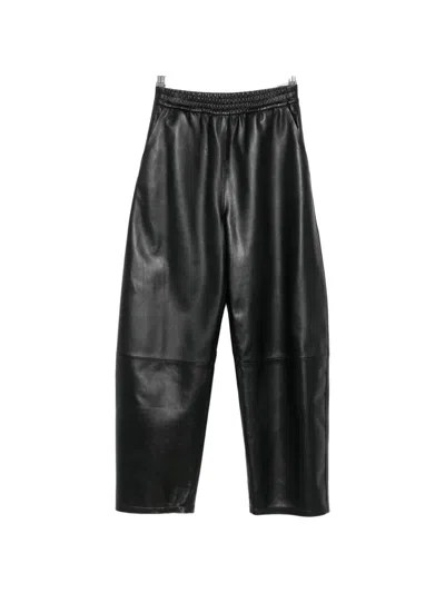 Arma Ribbed-trim Leather Trousers In Black