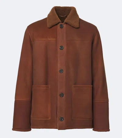 Arma Rickson Shearling-trimmed Leather Jacket In Brown