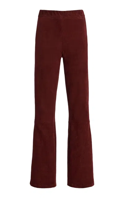 Arma River Suede Bootcut-leg Pants In Burgundy
