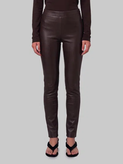 Arma Roche High-waist Leather Leggings With Exposed Seams In Brown