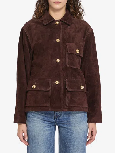 Arma Rosia Suede Jacket In Burgundy