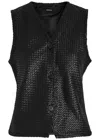 Arma Ruby Woven Leather Top In Black