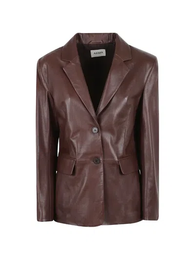 Arma Sema Lambskin Leather Jacket In Brown
