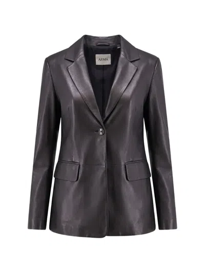 Arma Sema Single-breasted Leather Blazer In Black