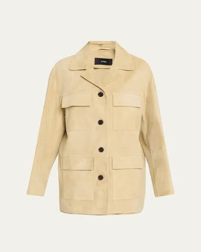 Arma Sendy Button-down Suede Jacket In Yellow