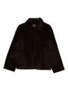 Arma Shearling-collared Jacket In Brown