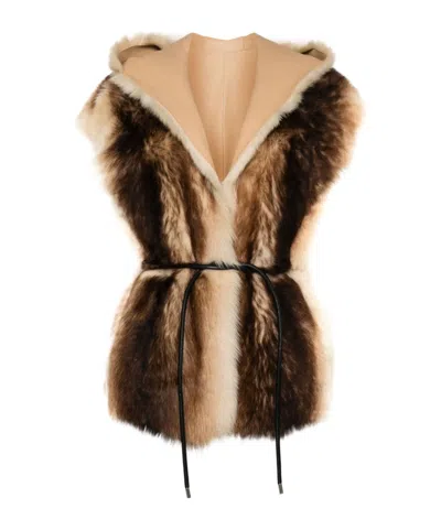 Arma Shearling Jacket In Nude