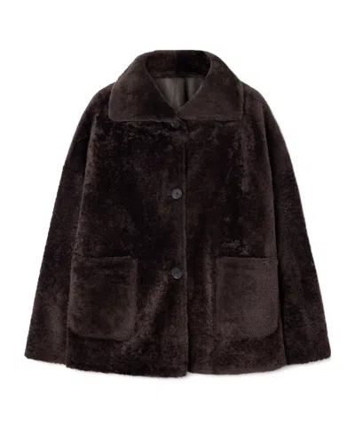Arma Sherpa Fleece Coat In Burgundy