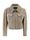 Arma Short Suede Biker Jacket In Brown
