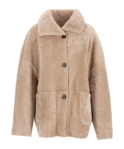 Arma Single-breasted Fur Coat In Neutral